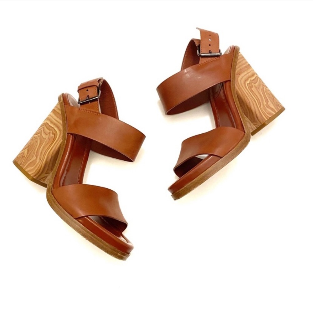 VINCE Haley two-band wooden block heel sandal 7.5